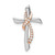 Image of 14k Two-tone White & Rose Gold Cross w/Ribbon Diamond Chain Slide Pendant