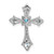 Image of 10K White Gold Blue Topaz and Diamond Fleur de Lis Cross Chain Slide Pendant