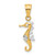 14K Yellow Gold with White Rhodium Polished and Diamond-cut Seahorse Pendant