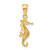 14K Yellow Gold with White Rhodium Polished and Diamond-cut Seahorse Pendant
