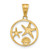 Image of 14K Yellow Gold with White Rhodium Diamond-cut Starfish Seashell in Circle Pendant