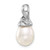 Image of 14K White Gold 9-10mm White Teardrop Freshwater Cultured Pearl and .01ctw Diamond Pendant