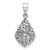 Image of Sterling Silver Rhodium-Plated Polished Puffed Filigree Teardrop Pendant QP5732