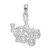 Image of Sterling Silver Rhodium-plated Polished I LOVE YOU Pendant