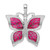 Image of Sterling Silver Polished Enameled Fuchsia Butterfly Pendant
