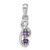 Image of Sterling Silver Rhodium-plated Amethyst and CZ Swirl Pendant