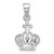 Image of Sterling Silver Rhodium-Plated Polished Crown w/Cross Pendant