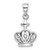 Image of Sterling Silver Rhodium-Plated Polished Crown w/Cross Pendant
