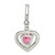 Sterling Silver Polished Clear CZ and Pink CZ Heart Slide Pendant