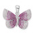 Image of Sterling Silver Rhodium-plated Polished Pink CZ Butterfly Pendant