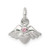 Image of Sterling Silver Polished & Satin Heart w/Angel Wings Pink CZ Pendant