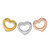 Image of Sterling Silver Rhodium-plated, Yellow & Pink Set of 3 Hearts Pendant