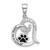 Image of Sterling Silver Rhodium-plated Enamel CZ Paw ALWAYS IN MY HEART Pendant