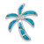 Image of Sterling Silver Rhodium-plated Created Blue Opal Palm Tree Slide Pendant