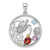 Image of Sterling Silver Rhodium-plated Rainbow Multi-Gemstone Sea Turtle Pendant