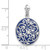 Image of Sterling Silver Rhodium-plated Polished Swirl Blue Enamel CZ Oval Pendant