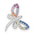 Image of Sterling Silver Rhodium-plated Multicolor CZ Dragonfly Chain Slide Pendant