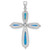 Image of Sterling Silver Rhodium-plated Blue Created Opal & CZ Border Cross Pendant