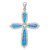 Image of Sterling Silver Rhodium-plated Blue Created Opal & CZ Border Cross Pendant