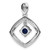 Image of Sterling Silver Rhodium-plated Blue Glass and Clear CZ Fancy Square Pendant