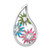 Image of Sterling Silver CZ & Blue, Green & Pink Enamel Floral Teardrop Slide Pendant