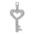 Image of 14k White Gold 1/20ctw Diamond Heart Key Pendant