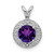 Image of Sterling Silver Rhodium-plated Diamond & Amethyst Pendant QBPD11FEB