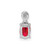 Image of Sterling Silver Rhodium-plated Diamond & Ruby Oval Pendant QP2984R
