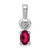 Image of Sterling Silver Rhodium-plated Created Ruby & Diamond Pendant QBPD23JUL