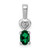 Image of Sterling Silver Rhodium-plated Created Emerald & Diamond Pendant QBPD23MAY