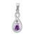 Image of Sterling Silver Rhodium-plated Diamond and Amethyst Teardrop Pendant QP2966AM