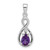 Image of Sterling Silver Rhodium-plated Diamond and Amethyst Teardrop Pendant QP2966AM