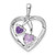 Image of Sterling Silver Rhodium-plated Diamond Amethyst and Rose de France Pendant QP3185