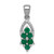 Image of Sterling Silver Rhodium-plated Diamond & Emerald Pendant