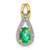 14K Yellow Gold Teardrop Diamond and Oval Emerald Pendant