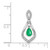 Image of 14k White Gold Diamond and Teardrop Emerald Dangle Pendant