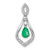 Image of 14k White Gold Diamond and Teardrop Emerald Dangle Pendant