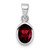 Image of Sterling Silver Rhodium-plated Polished Garnet Oval Pendant