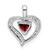Sterling Silver Rhodium-plated Heart Garnet & Diamond Heart Pendant