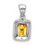 Image of Sterling Silver Rhodium-plated Emerald-cut Citrine & Diamond Pendant