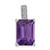 Image of Sterling Silver Rhodium-plated Emerald-cut Amethyst & Diamond Pendant
