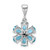 Image of Sterling Silver Rhodium-plated Light Swiss Blue Topaz & Diamond Flower Pendant