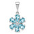 Image of Sterling Silver Rhodium-plated Light Swiss Blue Topaz & Diamond Flower Pendant