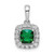 Image of 14K White Gold Lab Grown Diamond and Created Emerald Halo Pendant