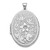 Image of 14k White Gold 32mm Oval Flower With Scrolls Locket Pendant