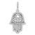 Image of Sterling Silver Rhodium-plated CZ Evil Eye Hamsa Pendant