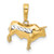 Image of 14K Yellow Gold and White Rhodium Diamond-cut 3D Bull Pendant