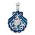 Image of Sterling Silver Polished Enameled Blue Shell w/Turtle Pendant