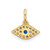 Image of Sterling Silver Gold-tone Synthetic Blue Spinel and CZ Evil Eye Pendant