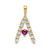 Image of Gold-plated Sterling Silver Large Initial A CZ & Created Ruby Pendant